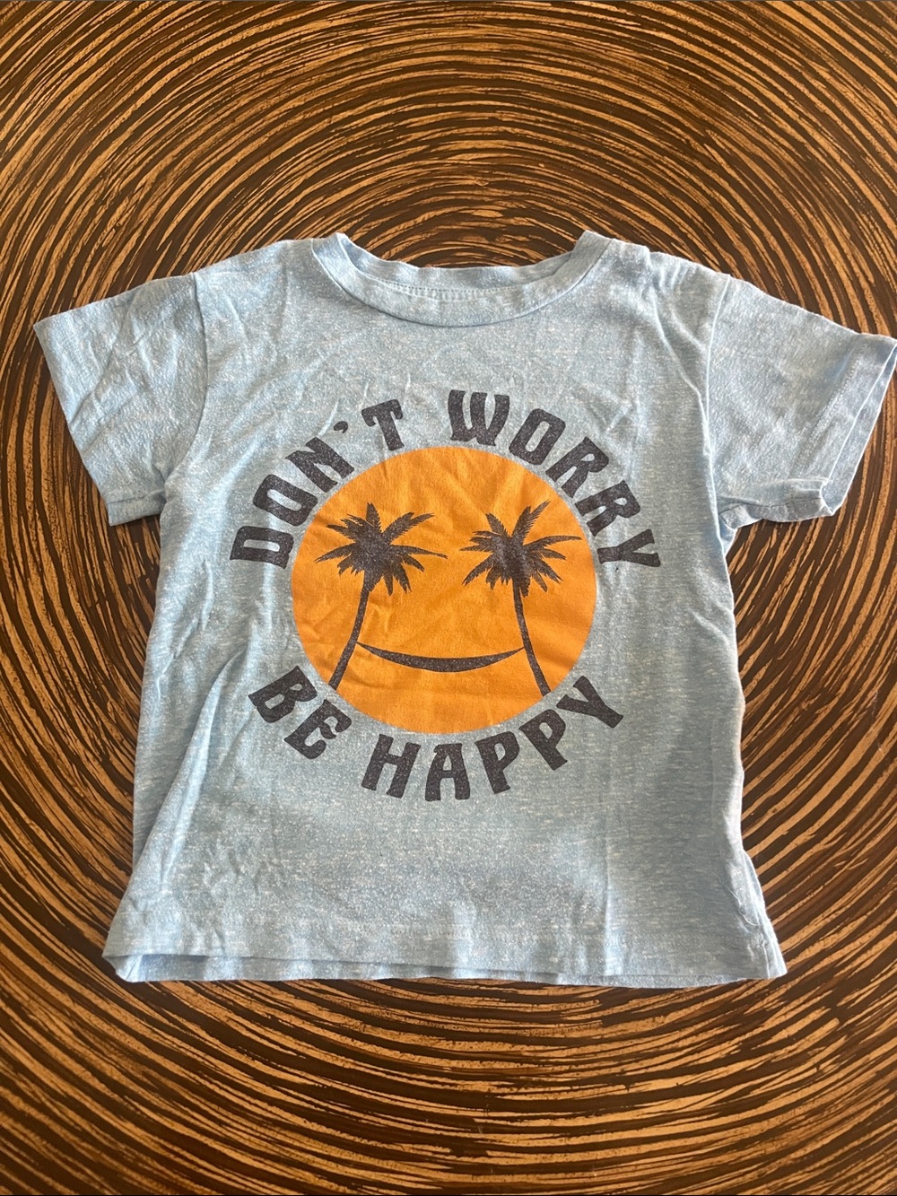 Don't Worry Be Happy Light Blue Graphic Tee for Kids